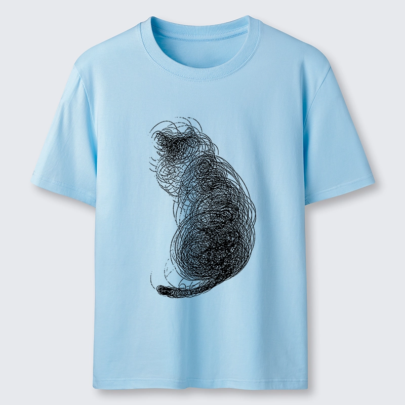 Tokyo-Lion Chaotic Line Art Of A Curled Cat Classic T-Shirt