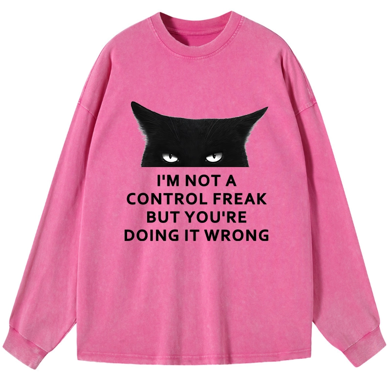 Tokyo-Lion Control Freak Funny Washed Long Sleeve T-Shirt