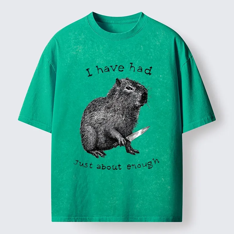 Tokyo-Lion Capybara With A Knife Washed T-Shirt