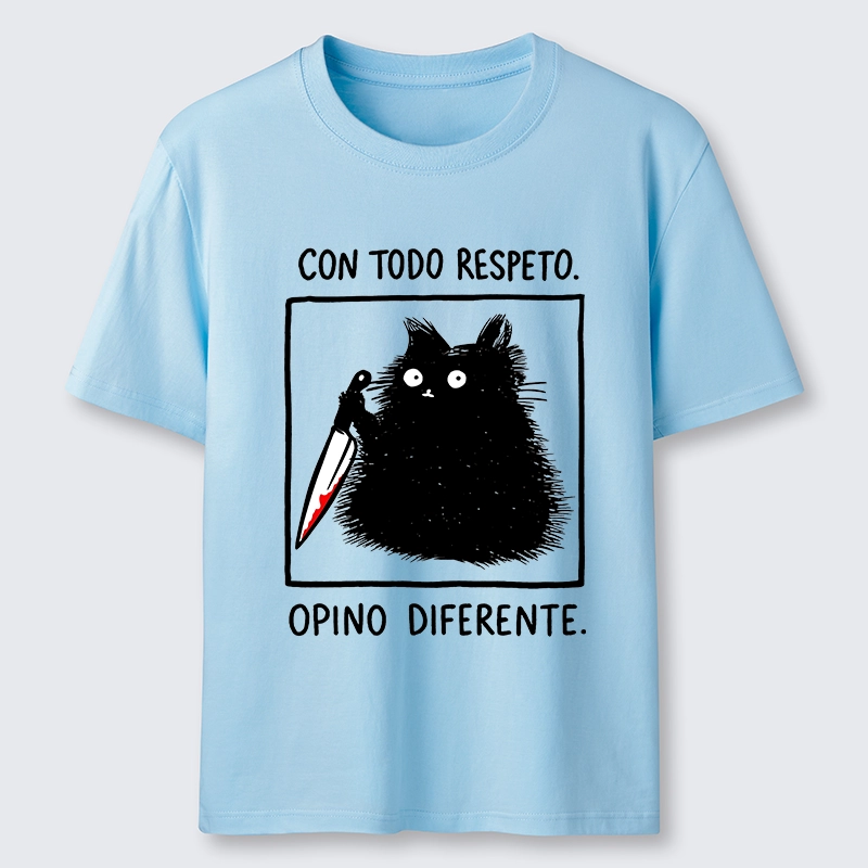 Tokyo-Lion Black Cat Holds Knife Disagrees Classic T-Shirt