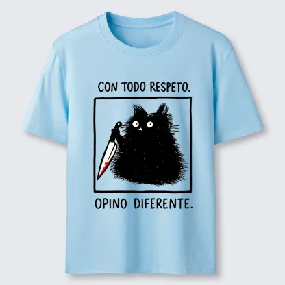 Tokyo-Lion Black Cat Holds Knife Disagrees Classic T-Shirt