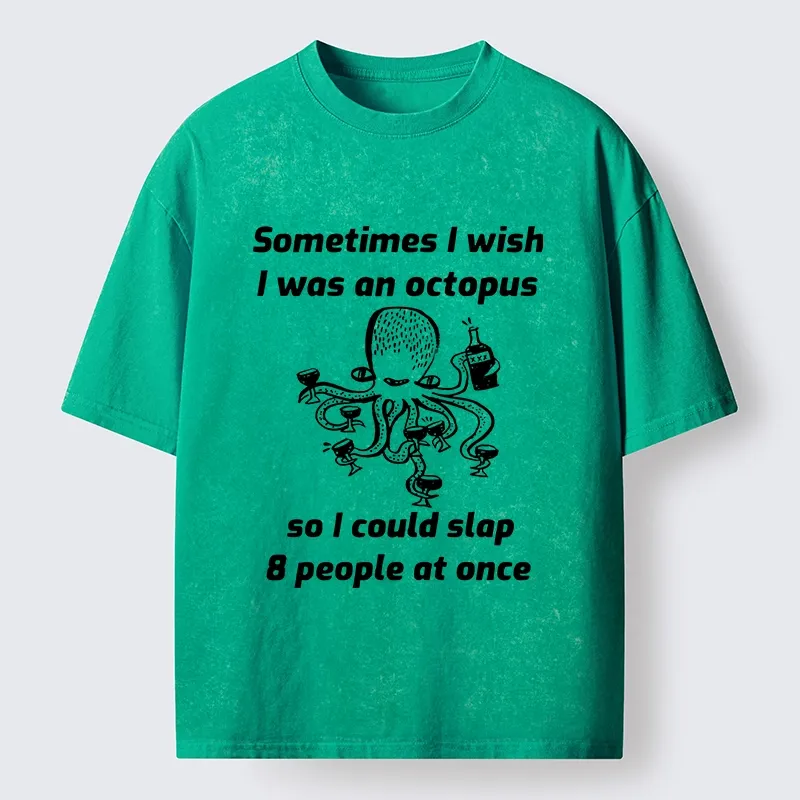 Tokyo-Lion Octopus Wishing To Slap Everyone Washed T-Shirt-Tokyo-Lion