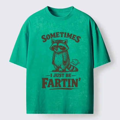 Tokyo-Lion Farting Raccoon Washed T-Shirt-Tokyo-Lion