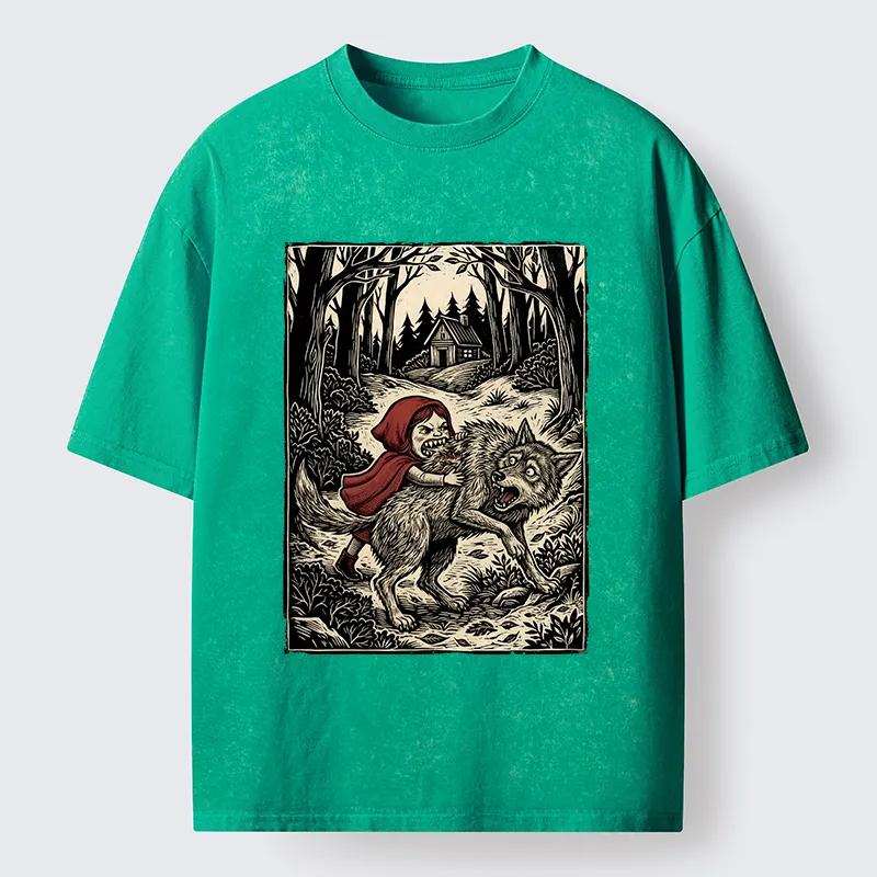 Tokyo-Lion Humor Of Inverted Stories Washed T-Shirt-Tokyo-Lion