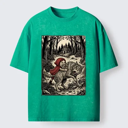 Tokyo-Lion Humor Of Inverted Stories Washed T-Shirt-Tokyo-Lion