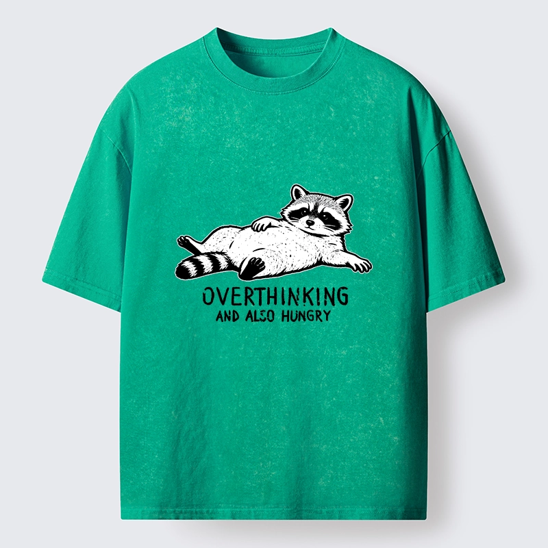 Tokyo-Lion Hungry Overthinking Raccoon Washed T-Shirt-Tokyo-Lion