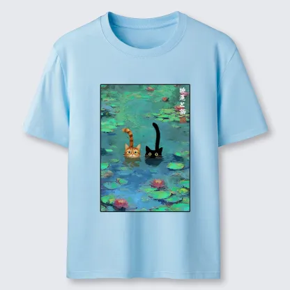 Tokyo-Lion Funny Cats Swimming In Lilies Classic T-Shirt