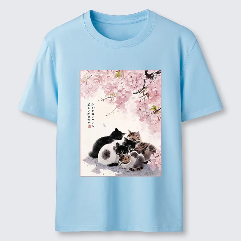 Tokyo-Lion Cute Cats Sakura Garden Classic T-Shirt