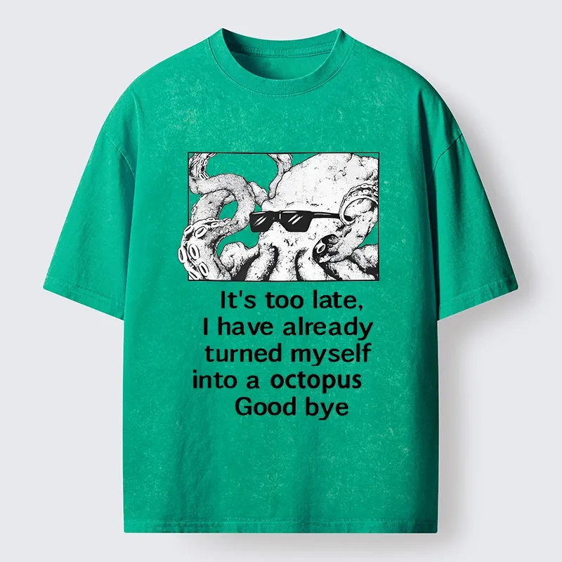 Tokyo-Lion Octopus Meme I Disappeared Completely Washed T-Shirt