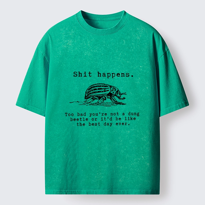 Tokyo-Lion Funny Dung Beetle Life Philosophy Washed T-Shirt