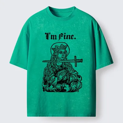 Tokyo-Lion Medieval Lady Im Fine Vibe Washed T-Shirt