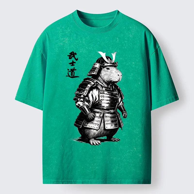 Tokyo-Lion Capybara Samurai No Fear Washed T-Shirt