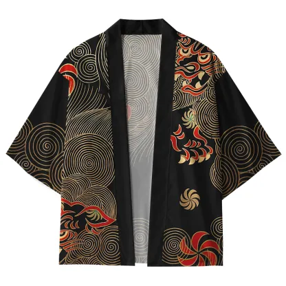 Tokyo-Lion Japanese Circle Pattern Kimono Cardigan