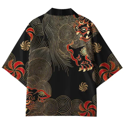 Tokyo-Lion Japanese Circle Pattern Kimono Cardigan