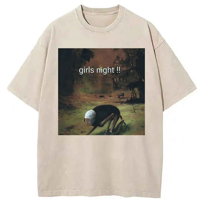 Tokyolion Girls Night Meme Washed T-Shirt
