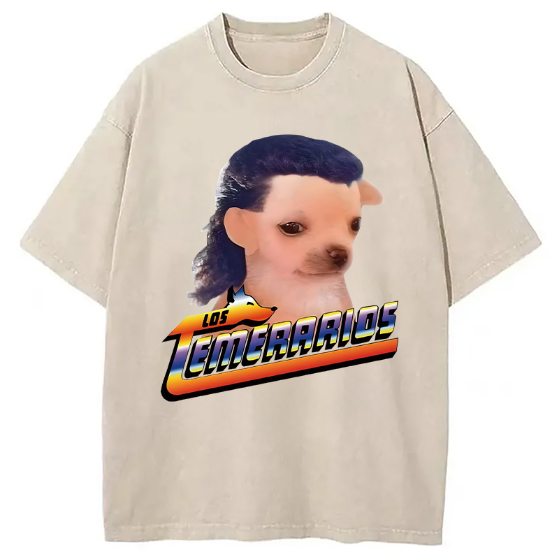 Tokyolion Chihuahua Mullet Meme Washed T-Shirt