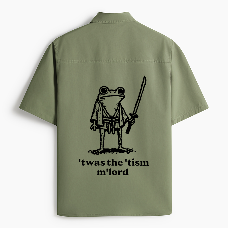 Tokyo-Lion Focused Samurai Frog Work Shirt-Tokyo-Lion