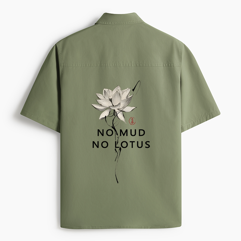 Tokyo-Lion  Japanese Zen Lotus Work Shirt