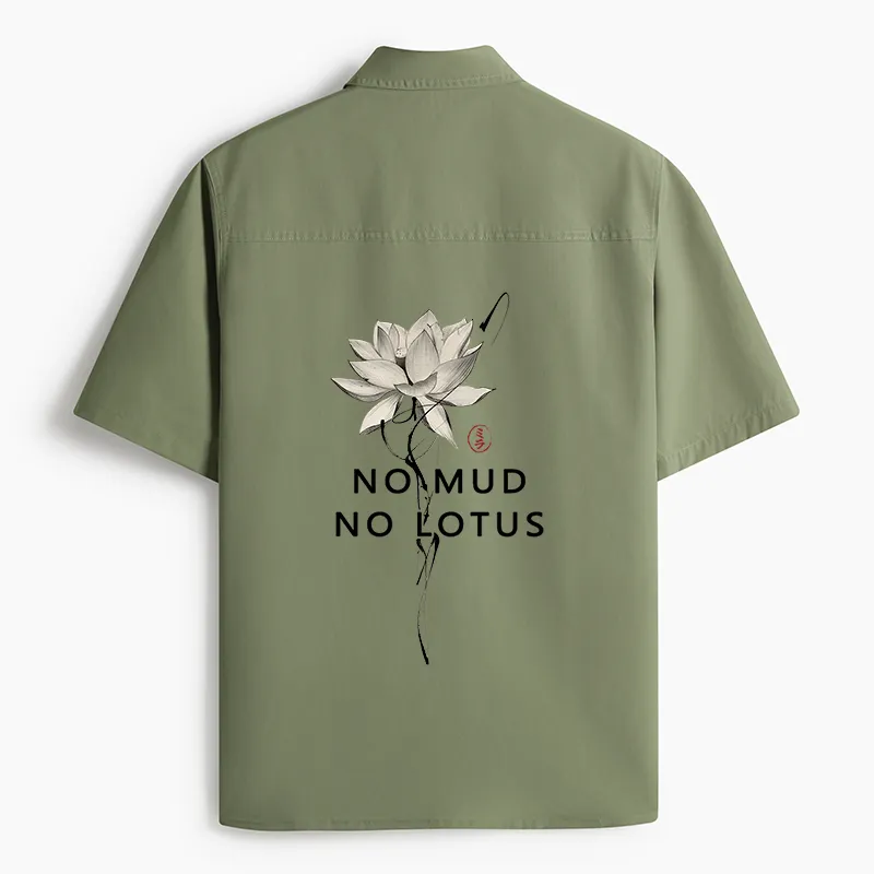 Tokyo-Lion  Japanese Zen Lotus Work Shirt