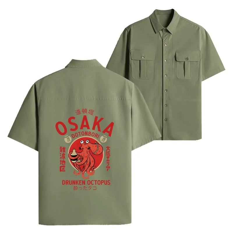 Tokyo-Lion Drunken Octopus Japan Work Shirt-Tokyo-Lion