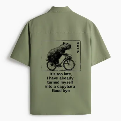 Tokyo-Lion Funny Capybara Riding A Bicycle Work Shirt