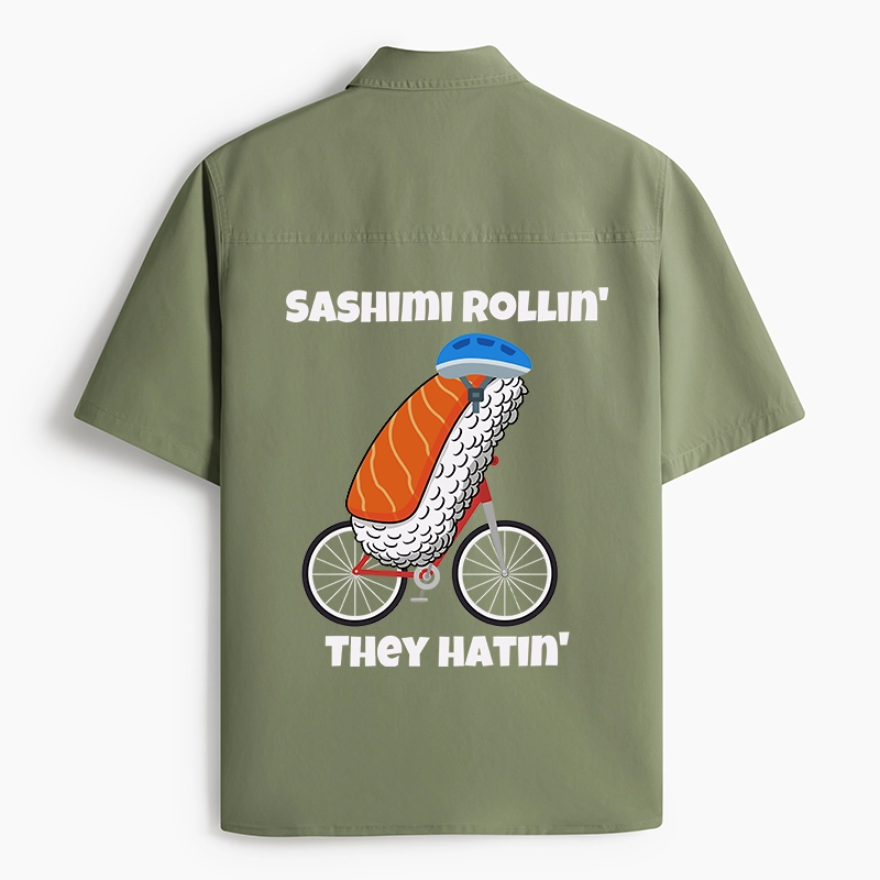 Tokyo-Lion Sashimi Rollin' They Hatin' Work Shirt-Tokyo-Lion