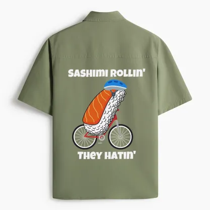 Tokyo-Lion Sashimi Rollin' They Hatin' Work Shirt-Tokyo-Lion