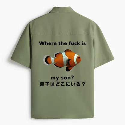 Tokyo-Lion Fish Looking For Son Work Shirt-Tokyo-Lion
