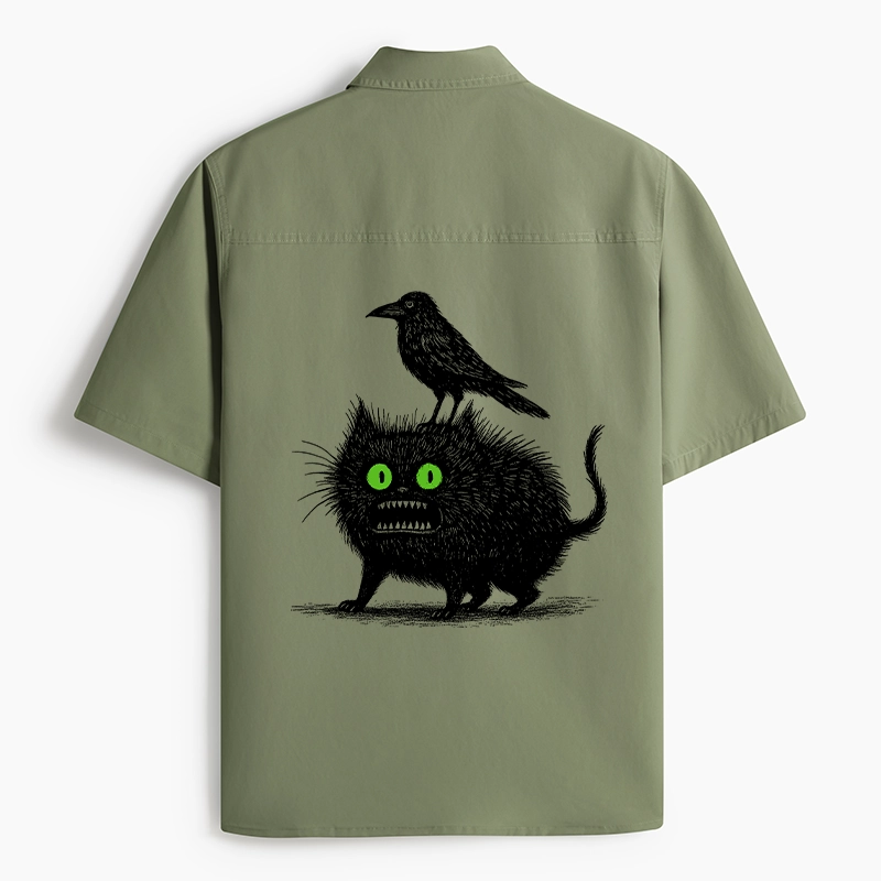 Tokyo-Lion Crow And Black Cat Work Shirt-Tokyo-Lion
