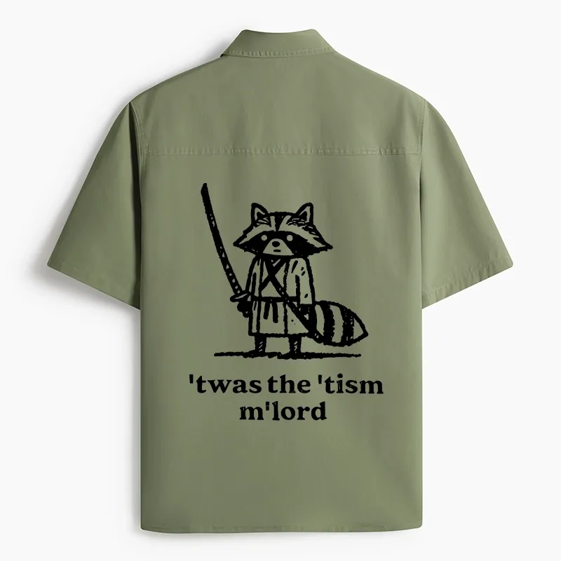 Tokyo-Lion Focused Samurai Raccoon Work Shirt