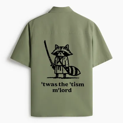 Tokyo-Lion Focused Samurai Raccoon Work Shirt