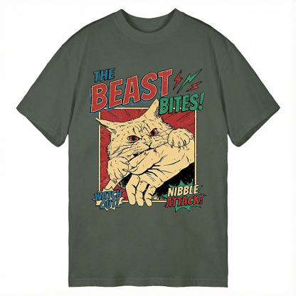 TokyoLion Vintage Horror Cat Bite Classic T-Shirt-Tokyo-Lion