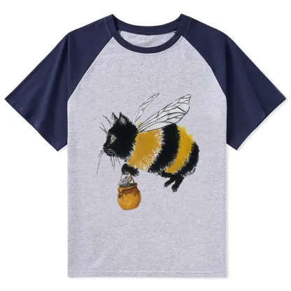 Tokyo-Lion Catbee Funny Raglan T-shirt