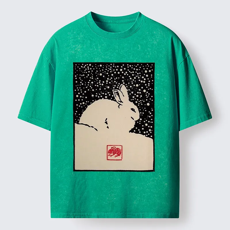 Tokyo-Lion Rabbit In The Snow Washed T-Shirt