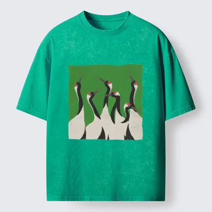 Tokyo-Lion Crane Flock Washed T-Shirt