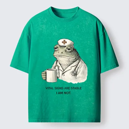 Tokyo-lion Japanese Melancholy Frog Washed T-Shirt