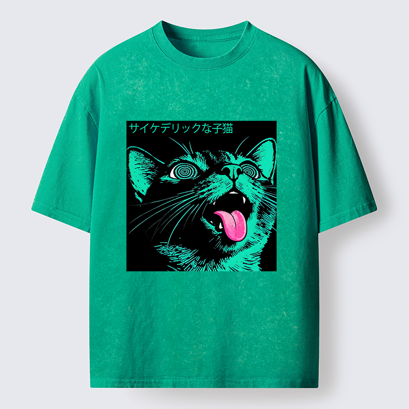 Tokyo-Lion Psychedelic Kitten Washed T-Shirt