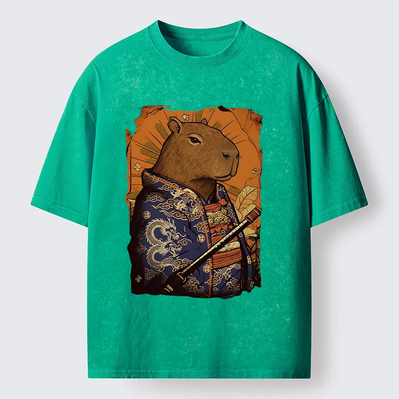 Tokyo-Lion Elegant Capybara Japan Washed T-Shirt