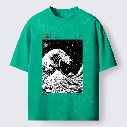 Tokyo-Lion Retro Wave Japan Washed T-Shirtt-Tokyo-Lion