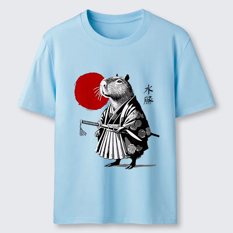 Tokyo-Lion Capybara Samurai And Sun Classic T-Shirt