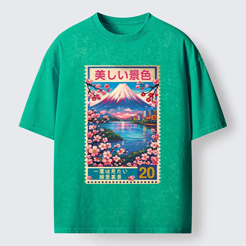 Tokyo-Lion Springtime Scenery Washed T-Shirt