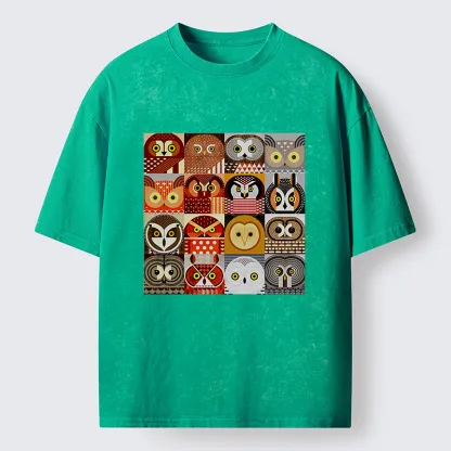 Tokyo-Lion All Kinds Of Owls Washed T-Shirt