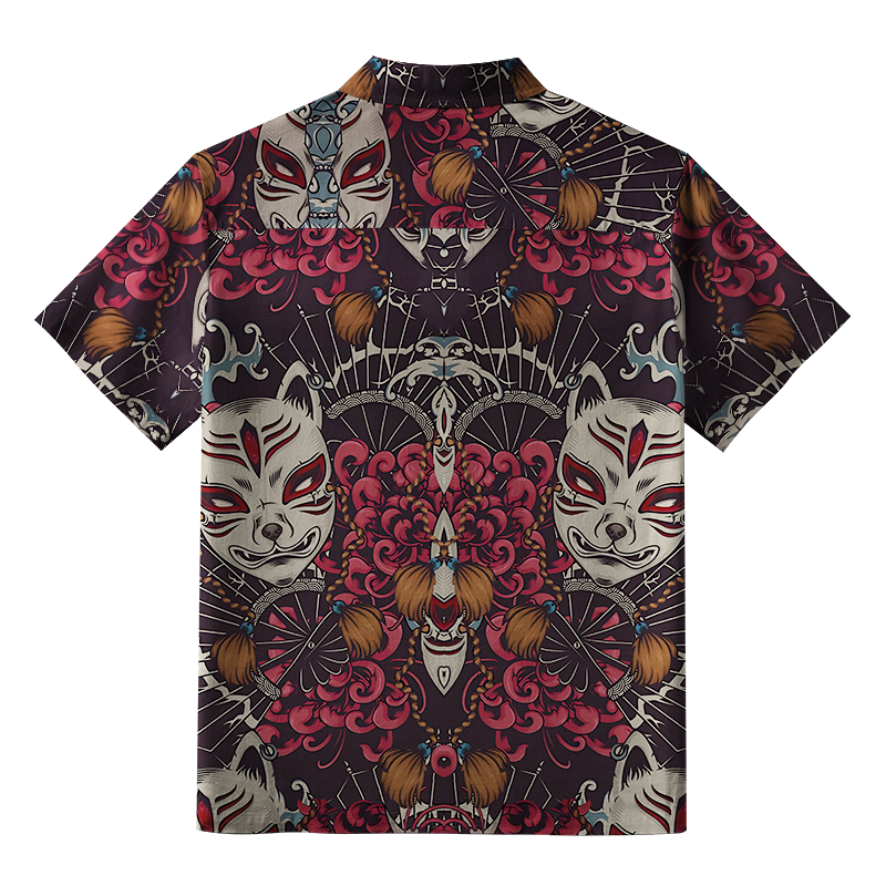 Tokyo-Lion Fox Mask Aloha Hawaiian Shirt