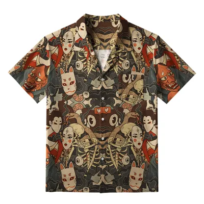 Tokyo-Lion Japanese Geisha And Yokai Aloha Hawaiian Shirt