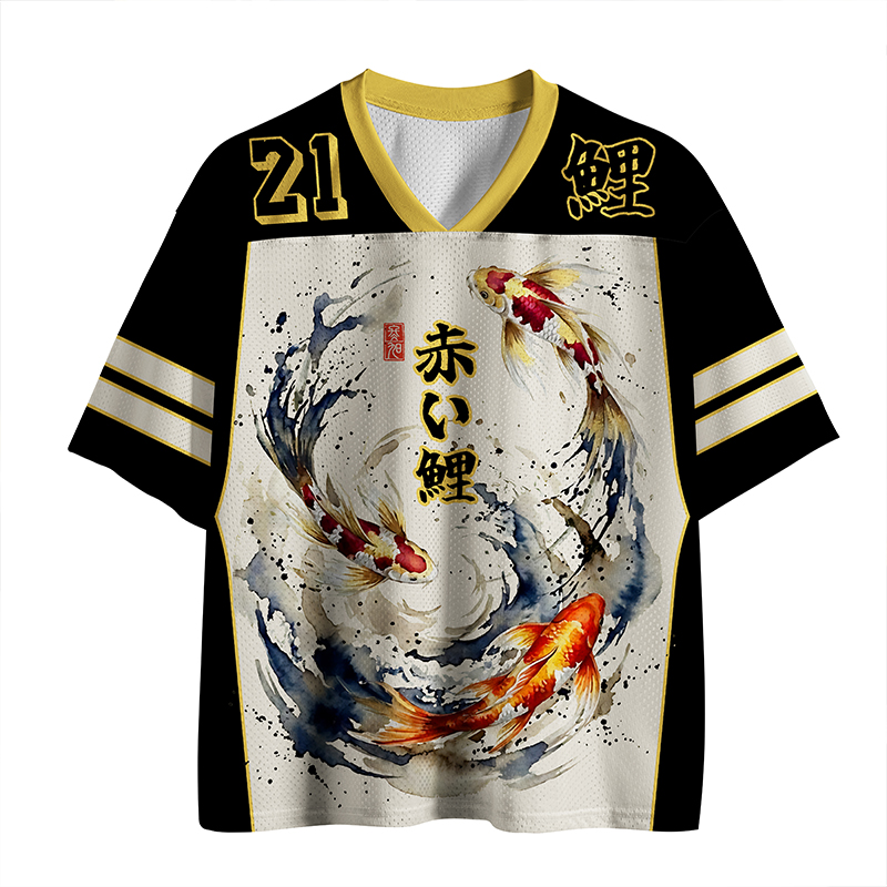 Tokyo-Lion Koi In The Ink Wave Mesh Jersey