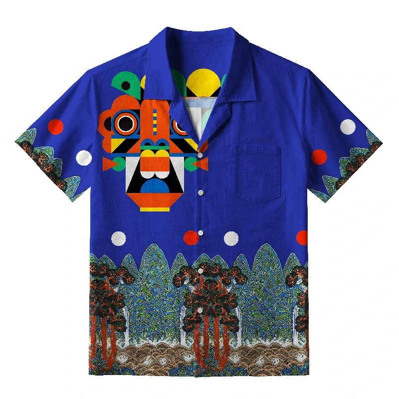 Tokyo-Lion Abstract Art Mask Hawaiian Shirt