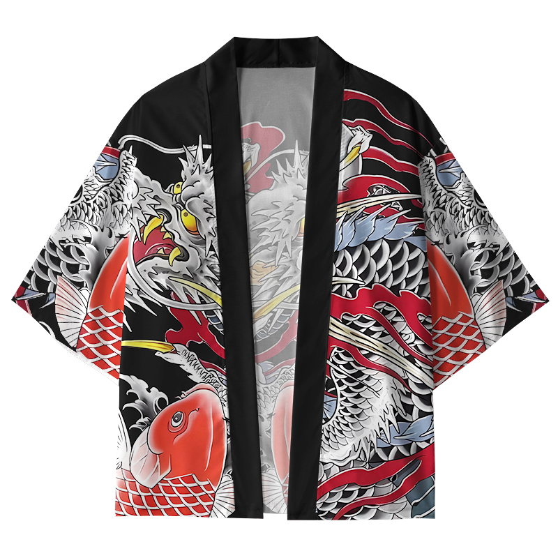 Tokyo-Lion Japanese Dragon Fish Kimono Cardigan