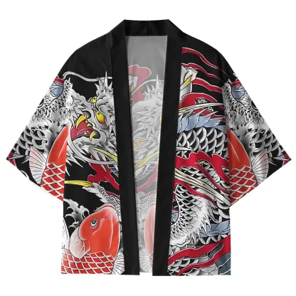 Tokyo-Lion Japanese Dragon Fish Kimono Cardigan