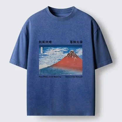 Tokyo-Lion Mount Fuji in Clear Sky Washed T-Shirt