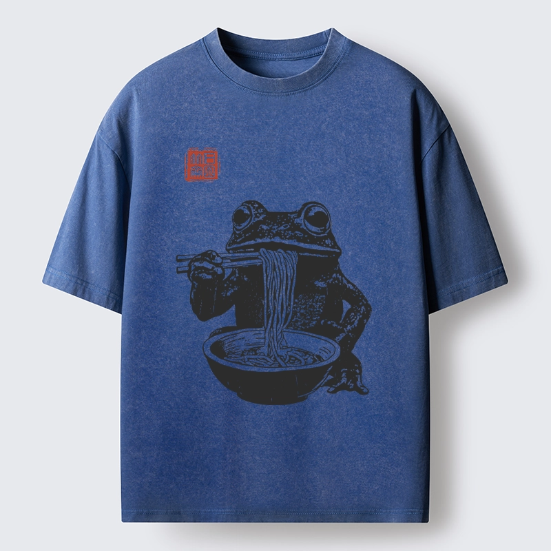 Tokyo-Lion Noodle Time for Froggy Washed T-Shirt-Tokyo-Lion